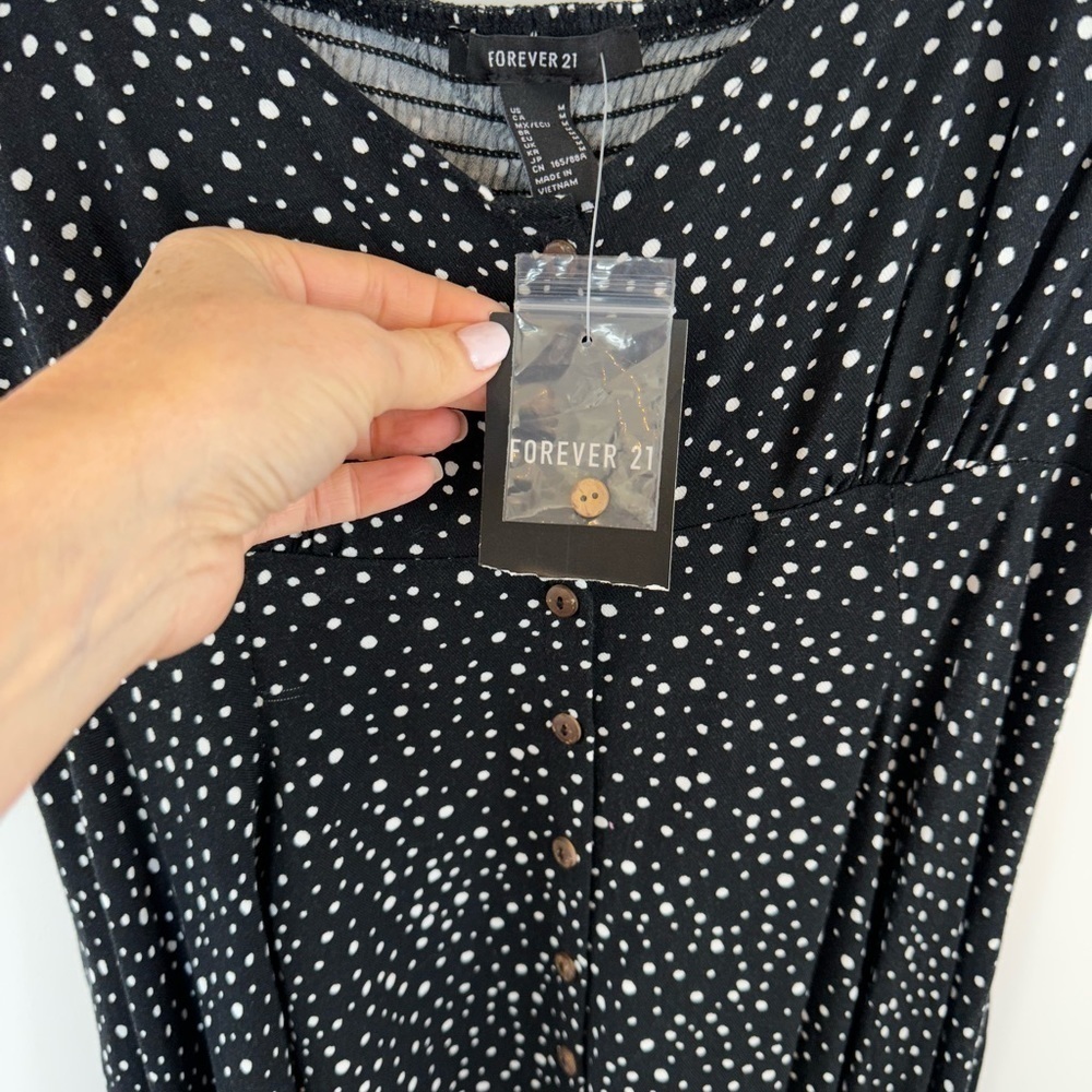 NWT Forever 21 Polka Dot Puff Sleeve Mini Dress - Picture 6 of 11